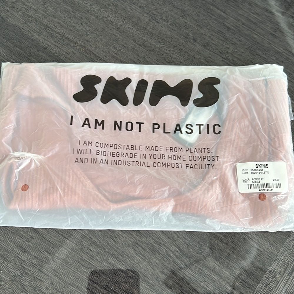 SKIMS ribbed Bralette. New in bag with tags. Size xxs/x rose clay color - Picture 2 of 4
